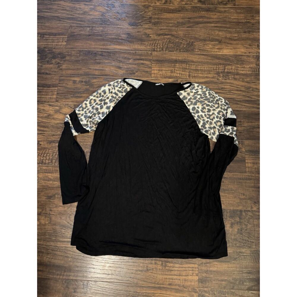 Heimish Tunic Shirt Women’s XL Leopard Black Long Sleeve Lightweight